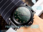 High Quality Replica Panerai Luminor GMT Green Dial Black Leather Strap Watch